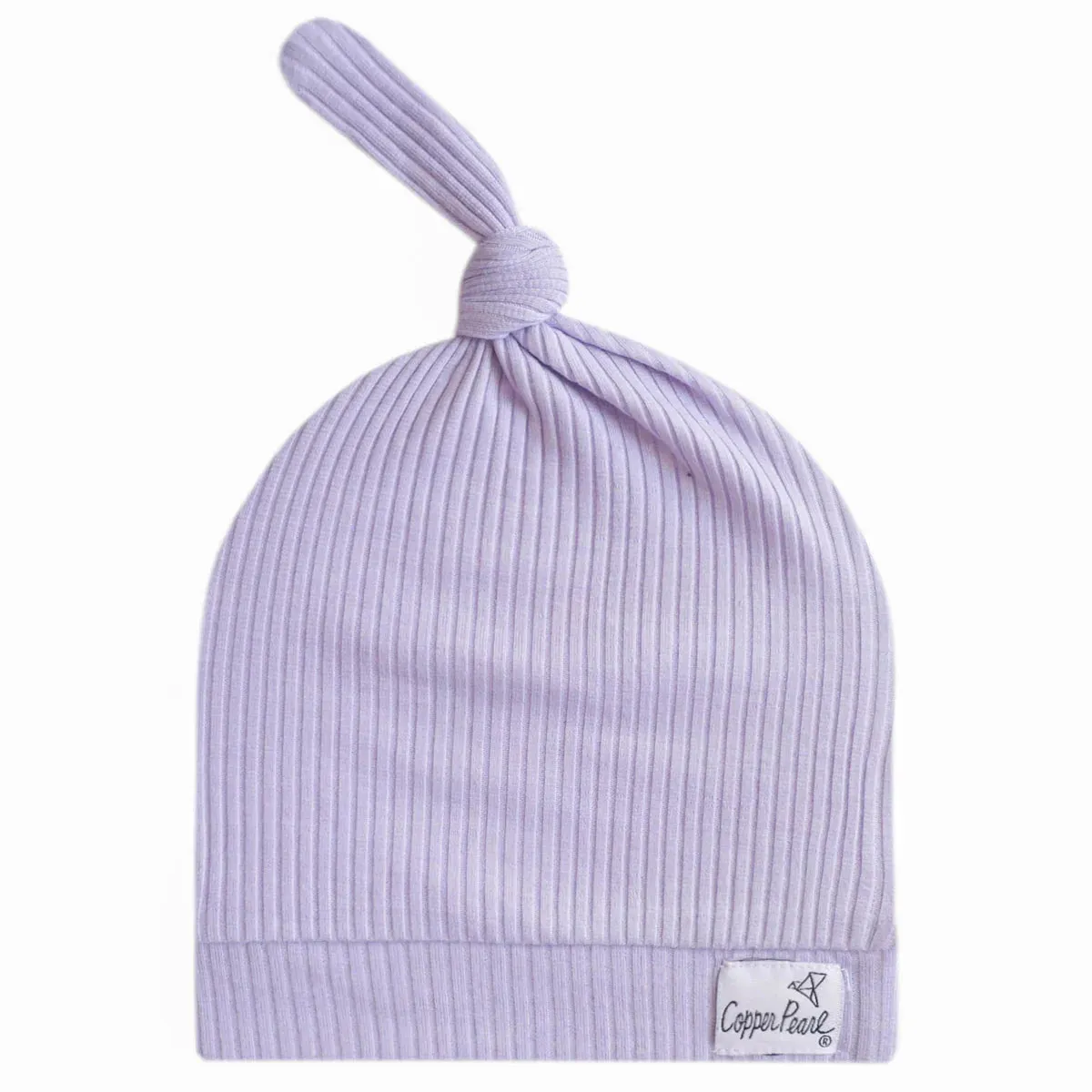 Periwinkle Rib Knit Top Knot Hat