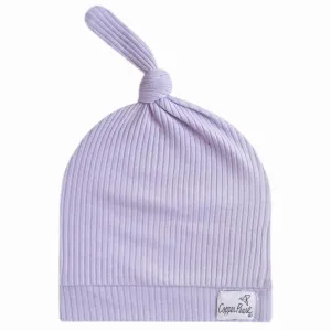 Periwinkle Rib Knit Top Knot Hat