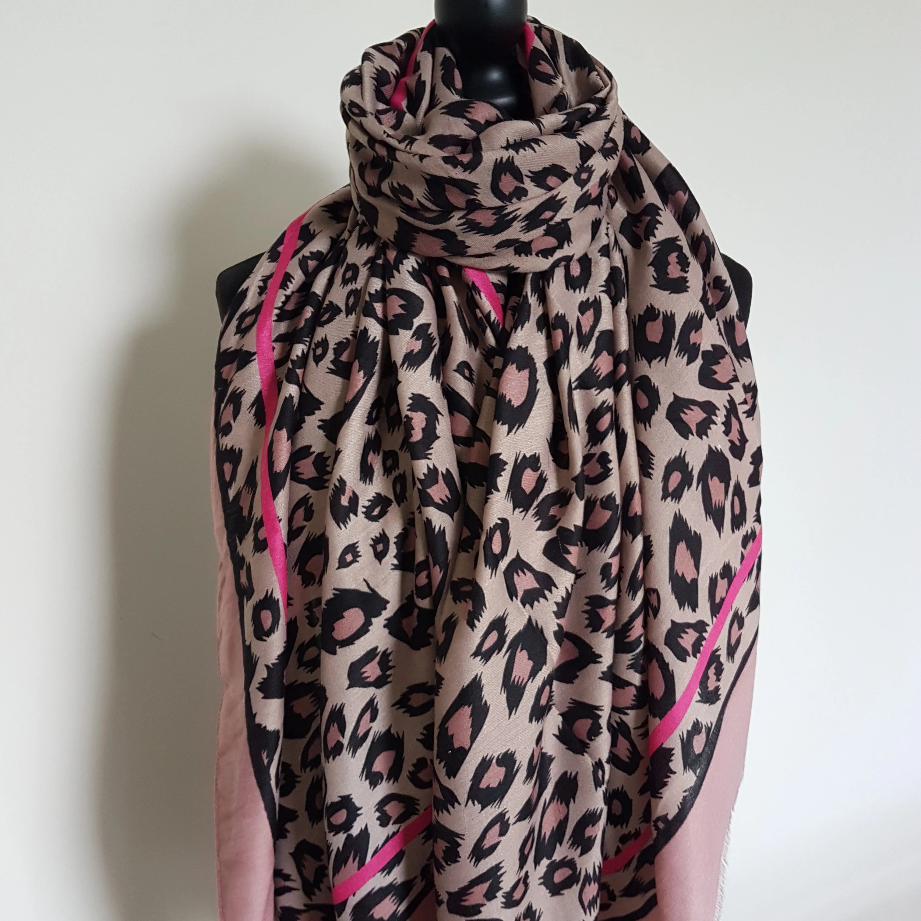 Pink Leopard Print Scarf