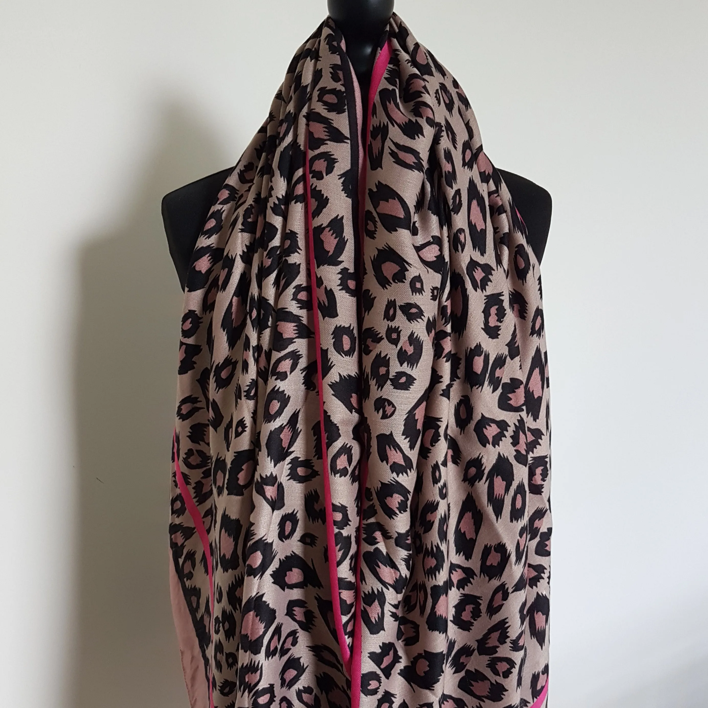 Pink Leopard Print Scarf