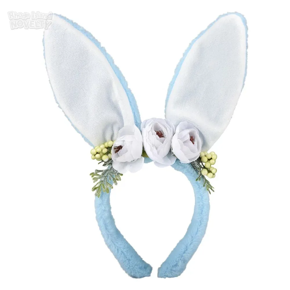 Plush Bunny Ears with Flowers