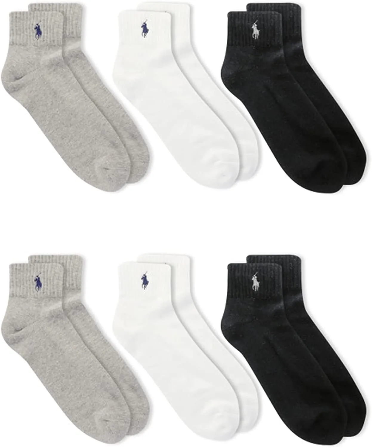 Polo Ralph Lauren Men's 6-Pack Classic Ribbed Quarter Socks