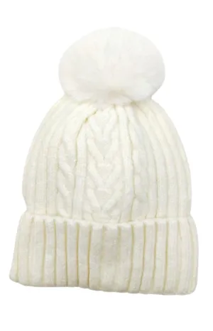 PomPom Hat in Cream