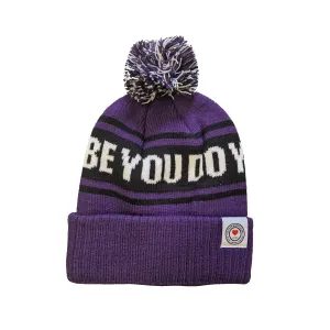 Purple And White Bobble Hat