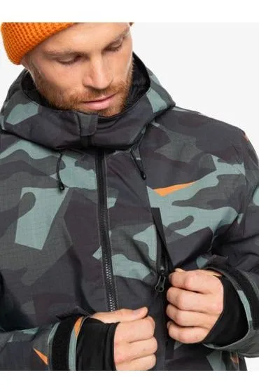 Quiksilver Mission Printed Snow Jacket Puzzle Camo Sea Spray