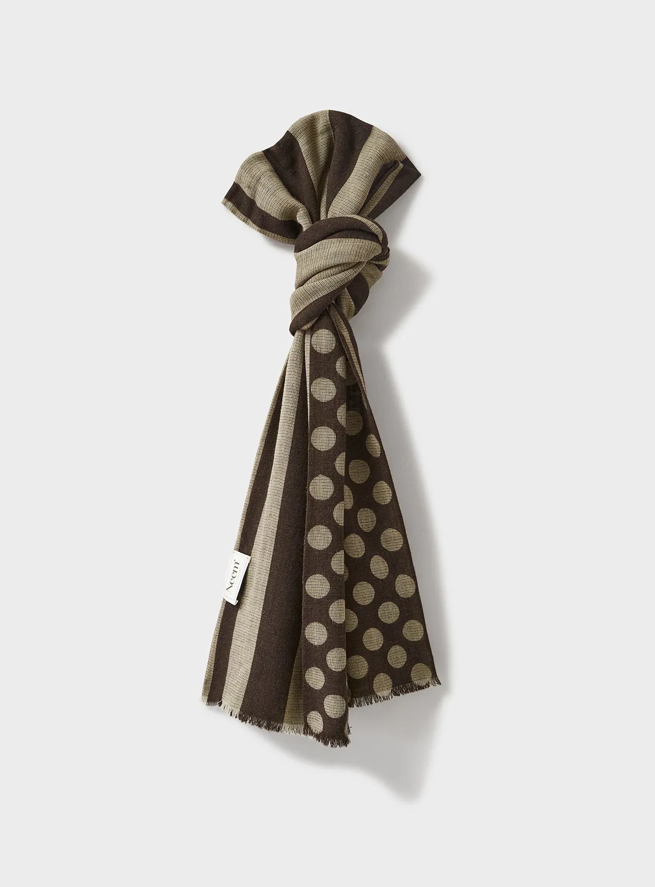 Recycled Double Faced Wool Oat Chocolate Spot Classic Scarf