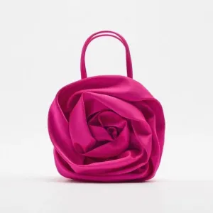 Silk Pleated Flower Handbag