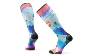 Smartwool Ski Zero Cushion Ski Day Print Over the Calf Socks Color: Laguna Blue