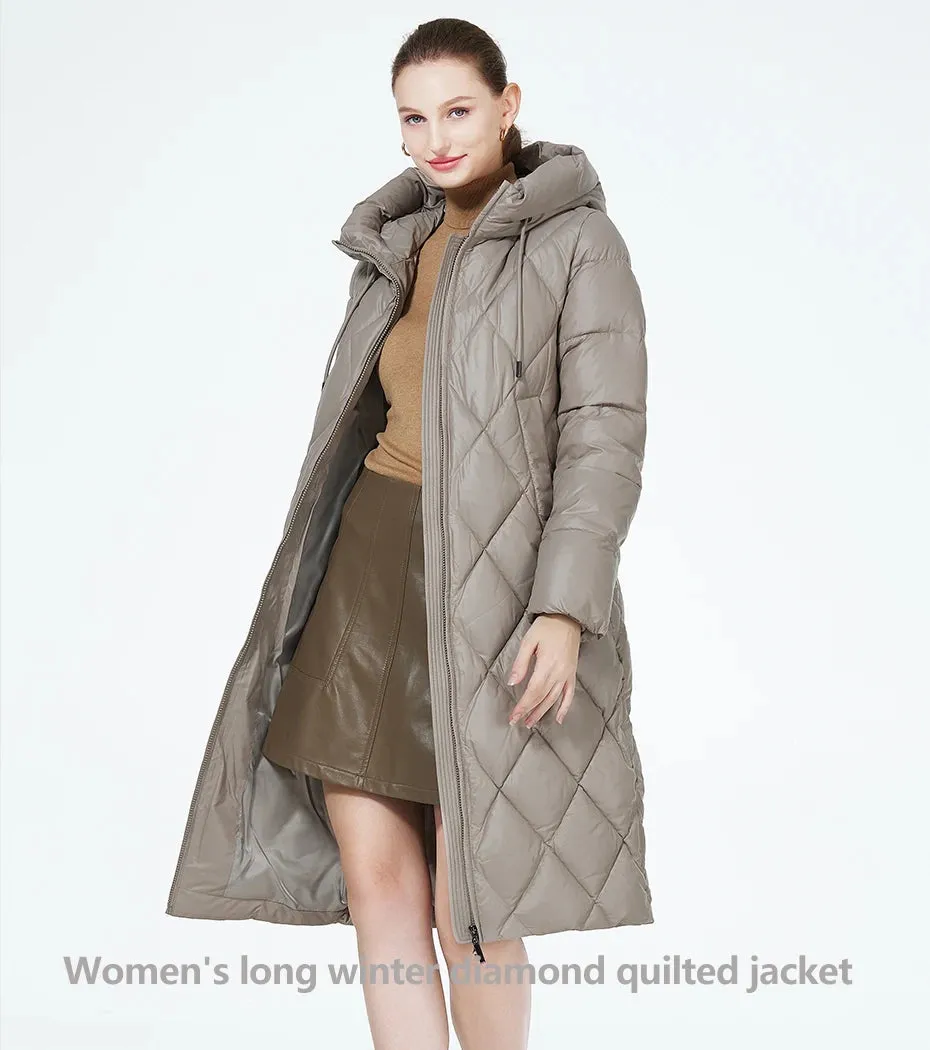 Winter Diamond Slay Quilted Puffer Parka Jacket | Long Puffer Coat | Down Jacket | Parka for women |